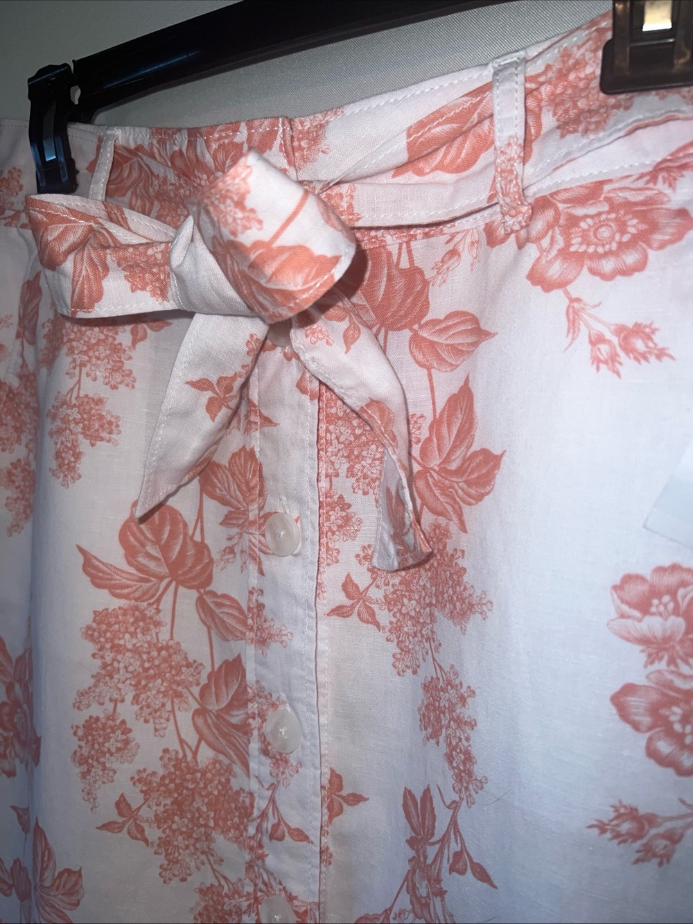 New W/T Liz Claiborne Coral White Floral Linen Blend A Line Skirt Women's Sz 4 - Picture 3 of 7